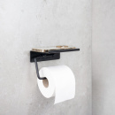 Porte Papier Toilette Avec Étagère - Noir Mat