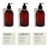 Ensemble de douche Premium - Acier Inoxydable Brossé ensemble de distributeurs de savon avec flacon pompe brun, support base pour distributeur de savon et étiquettes de couleur beige
