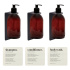 Ensemble de douche Premium - Noir Mat ensemble de distributeurs de savon avec flacon pompe brun, support base pour distributeur de savon et étiquettes de couleur beige