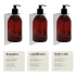 Ensemble de douche Premium - Chrome ensemble de distributeurs de savon avec flacon pompe brun, support base pour distributeur de savon et étiquettes de couleur beige