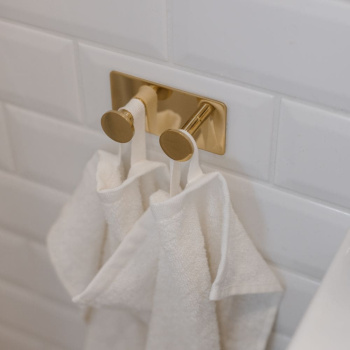 Patère Porte-serviette Base 210 2-patère - Laiton Poli