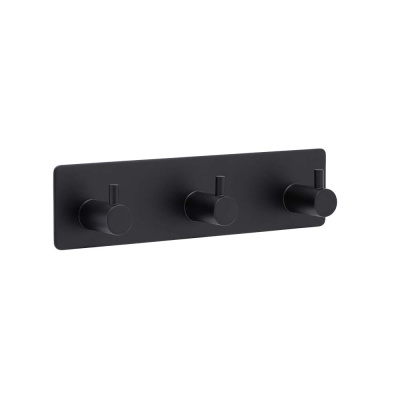 Patère Porte-serviettes Base 220 3-patère - Noir Mat dans le groupe Accessoires de salle de bain / Afficher tous les accessoires bain / Patère adhésive chez Beslag Online (61620-21)
