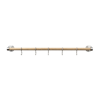 Barre De Cuisine Murale Aveny - 600mm - Complet - Chêne/Inox Brossé