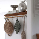 Barre De Cuisine Murale Aveny - 600mm - Complet - Chêne/Inox Brossé