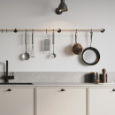 Barre De Cuisine Murale Aveny - 600mm - Complet - Chêne/Noir Mat