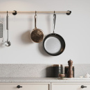 Barre De Cuisine Murale Aveny - 600mm - Complet - Chêne/Noir Mat