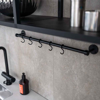 Barre De Cuisine Murale Aveny - 600mm - Complet - Noir Mat