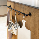 Barre De Cuisine Murale Aveny - 600mm - Complet - Noir Mat