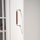 Poignée 1353 - Nickelée/Enveloppée de Cuir Brun