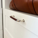 Poignée 1353 - Nickelée/Enveloppée de Cuir Brun