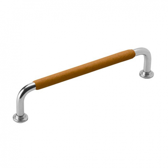 Poignée 1353 - Plaqué Nickel/Enveloppé De Cuir Naturel