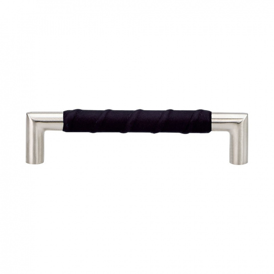 Poignée Norma 12 en acier inoxydable et cuir noir de Beslag Design